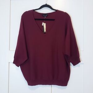 PREMISE New Viscose Blnd Lightweight Soft Knit Sweater Short Sleeves Size XL